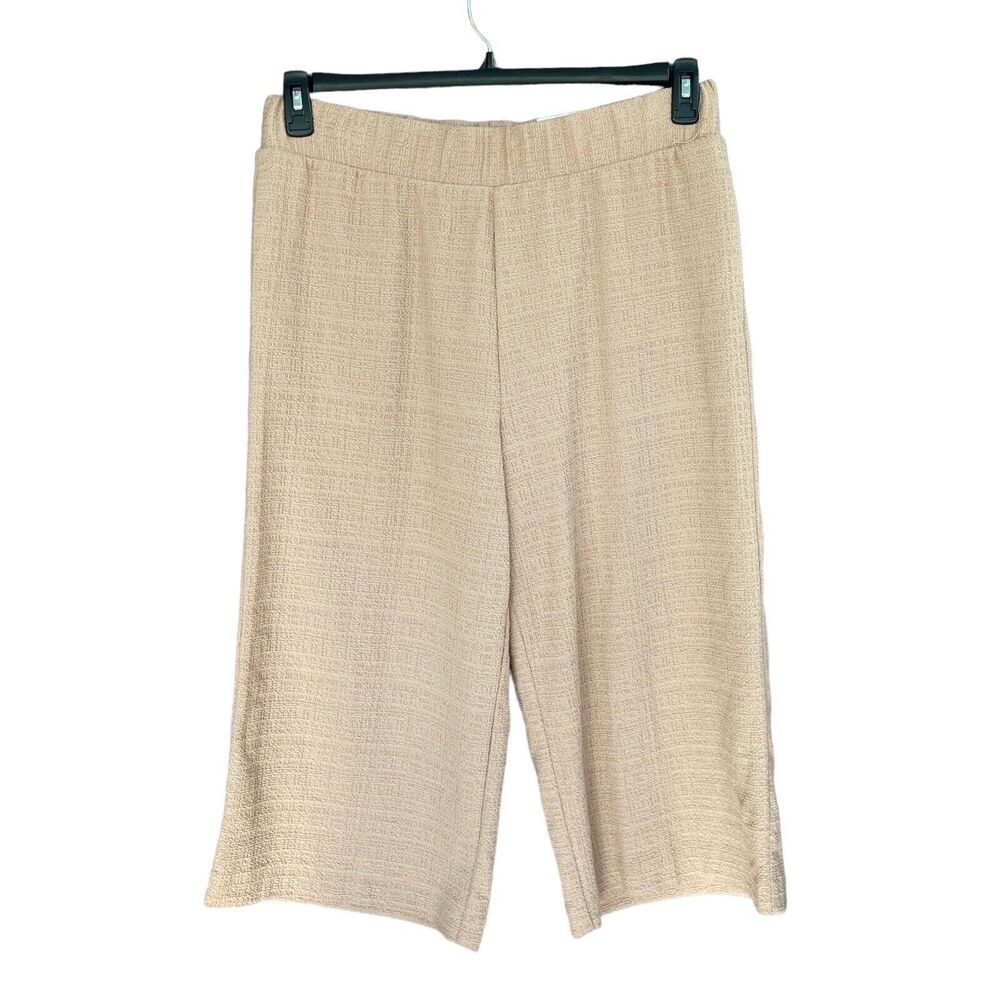 Alfani Large Ankle Wide Leg Pants Stretch Hi-Rise Pull-On Clay Beige Textured